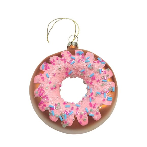 Other - Donut-Shaped Glass Christmas Tree Ornament With Pink Frosting Sprinkles